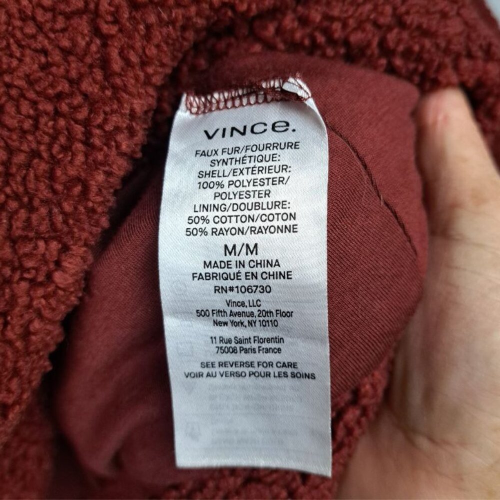 Vince Cozy Faux Fur Hoodie In Cordovan Size M - Picture 9 of 11